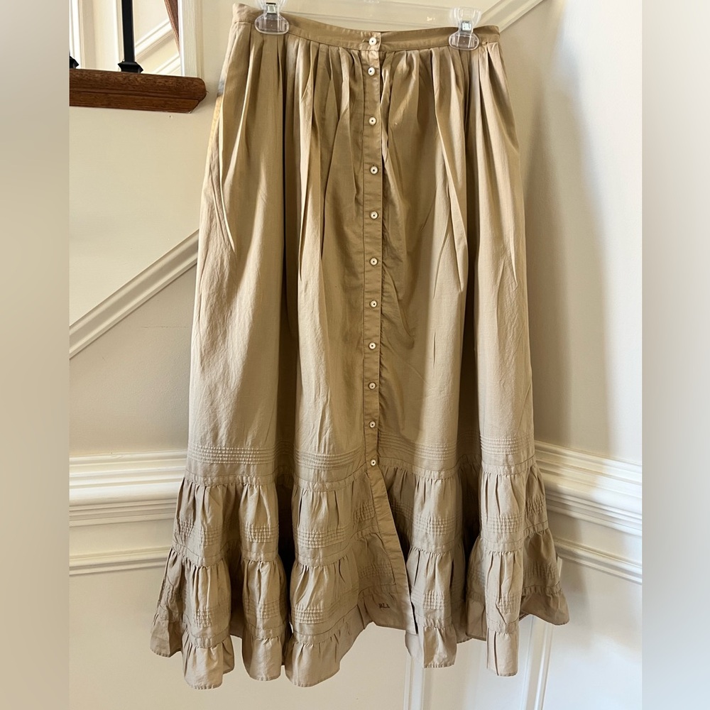 RALPH LAUREN Vintage Skirt Prairie Button Front Maxi Skirt